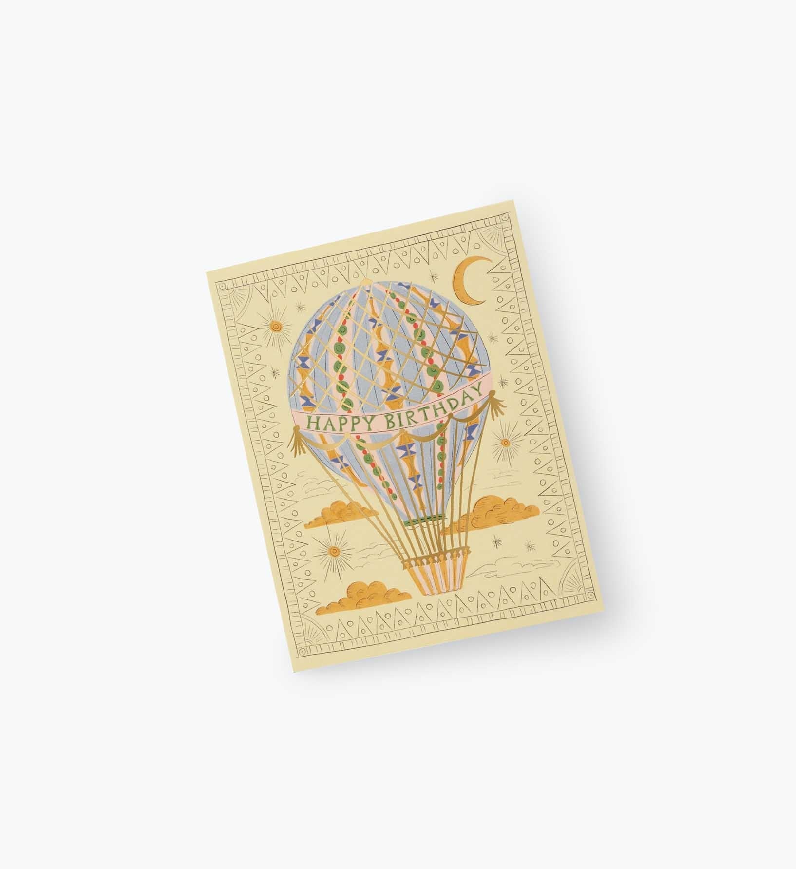 Hot Air Balloon Birthday Card - Single Card